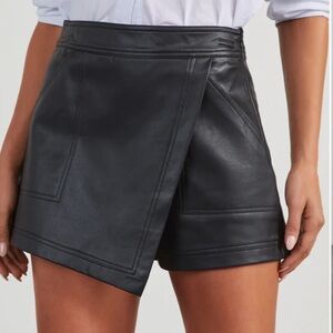 NWT VICI PARTY ANTICS BLACK FAUX LEATHER WRAP SKIRT SKORT SHORTS SZ S